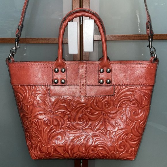 PATRICIA NASH Analia Tooled Floral Red Leather Large...